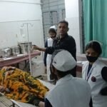 अनाज लदा ट्रक पलटा रक महिला घायल